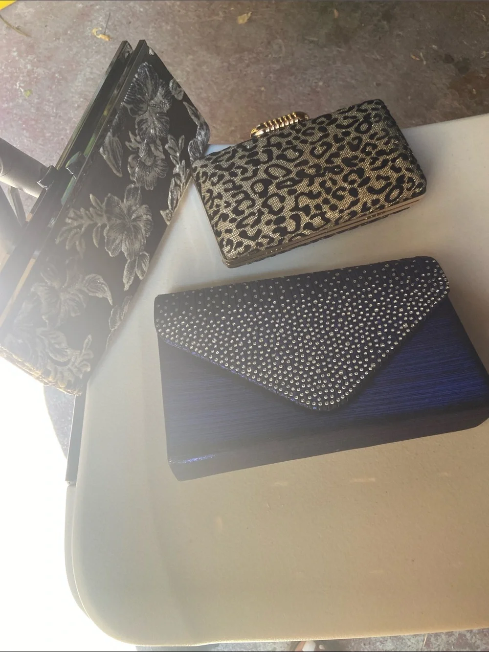 Blue Rhinestone-Trim Evening Clutch. All 3 for 1 price